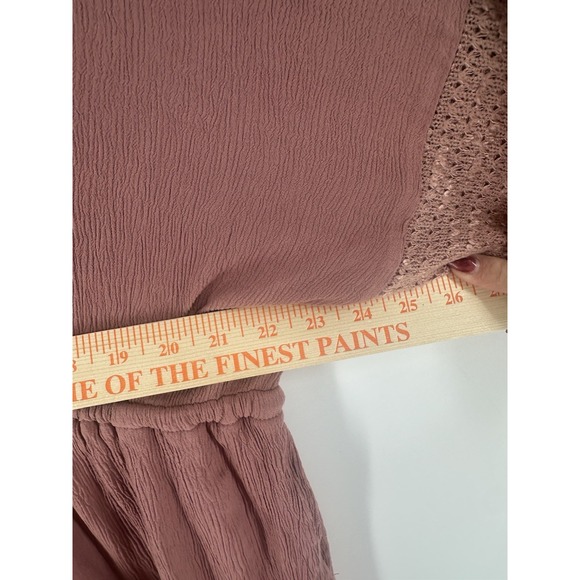 Davi‎ & Dani Romper Mauve Pink Tie Back Boho Sz 3X Wide Leg Smocked Ruffle AC04 - Picture 4 of 7